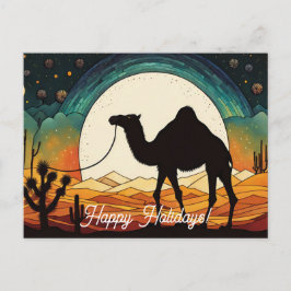 Cartão Postal Silhuette de Camel em Férias Felizes do Deserto