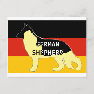 Cartão Postal Silhuette de nome do german shepherd em preto-e-ba