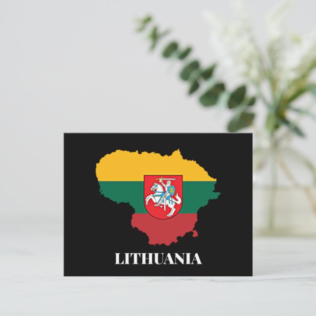 Cartão Postal Silhuette e bandeira da Lituânia (Em pé/Frente)