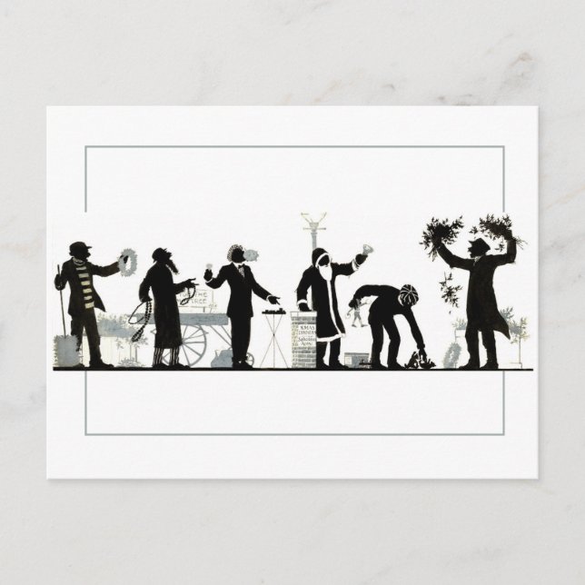 Cartão Postal Silhuette of a Christmas Street Market (Frente)