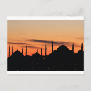 Cartão Postal Silhuette of Blue mesque e Hagia Sophia