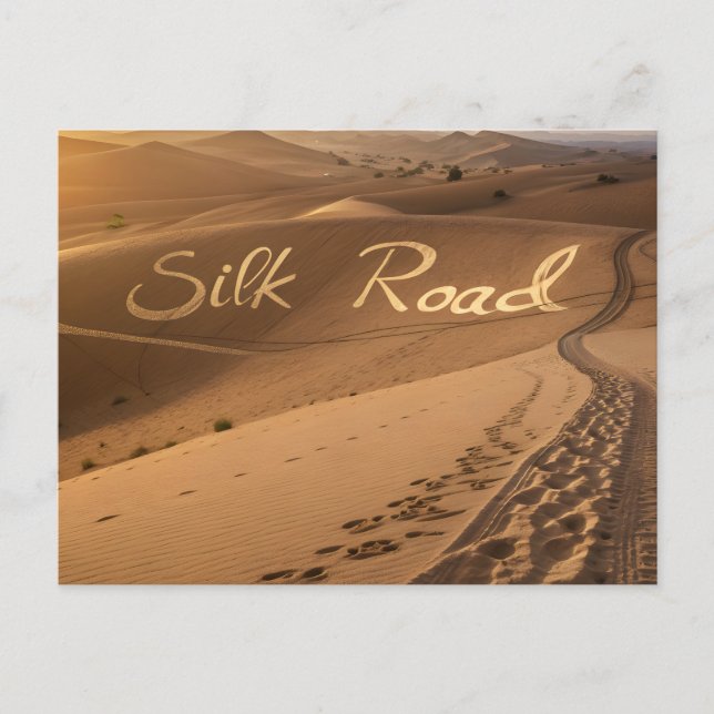 Cartão Postal Silk Road Desert Landscape Typography Art (Frente)