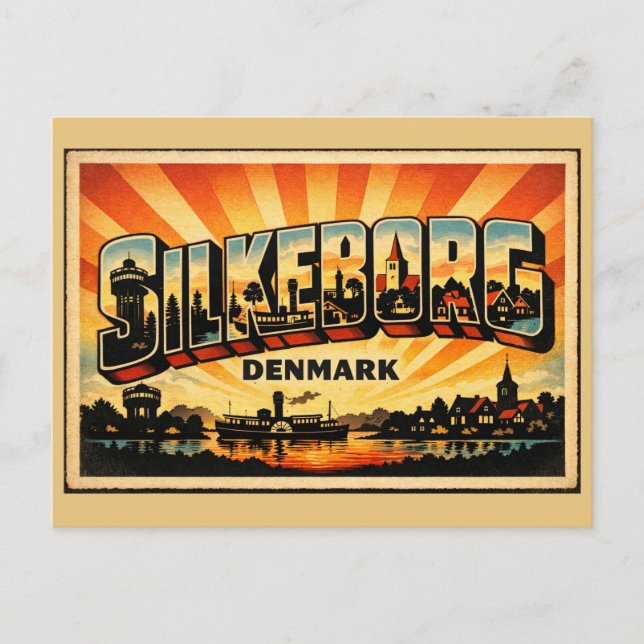 Cartão Postal Silkeborg Dinamarca Lago (Frente)