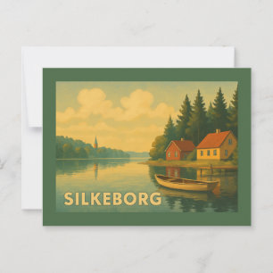 Cartão Postal Silkeborg Dinamarca Lago