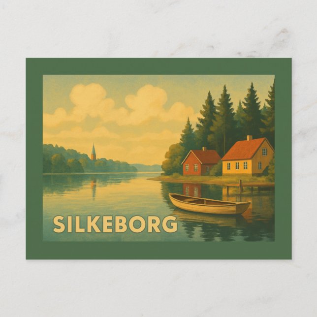 Cartão Postal Silkeborg Dinamarca Lago (Frente)