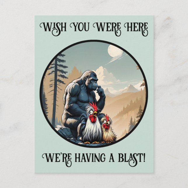 Cartão Postal “Silkie Summit Selfie” Cheesy Chicken (Frente)