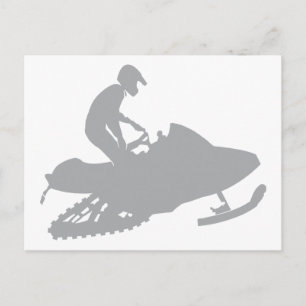 Cartão Postal Silver Cinza Snowmobiler
