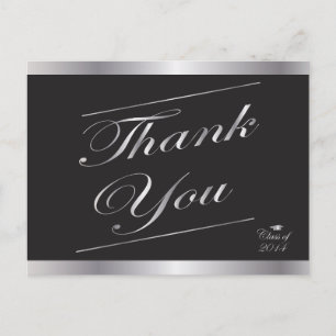 Cartão Postal Silver Class of 2014 Graduation Thank You Postcard