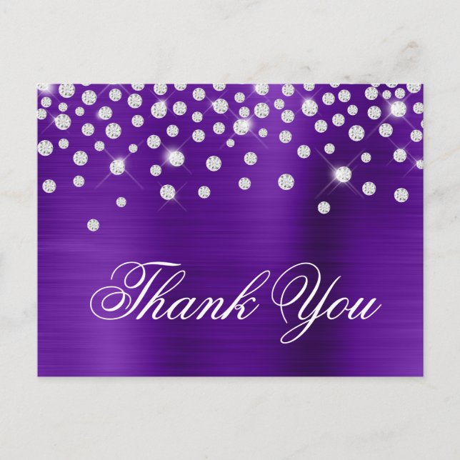 Cartão Postal Silver Diamond Confetti Indigo Satin Foil (Frente)