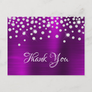 Cartão Postal Silver Diamond Confetti Magenta Roxo-Folha