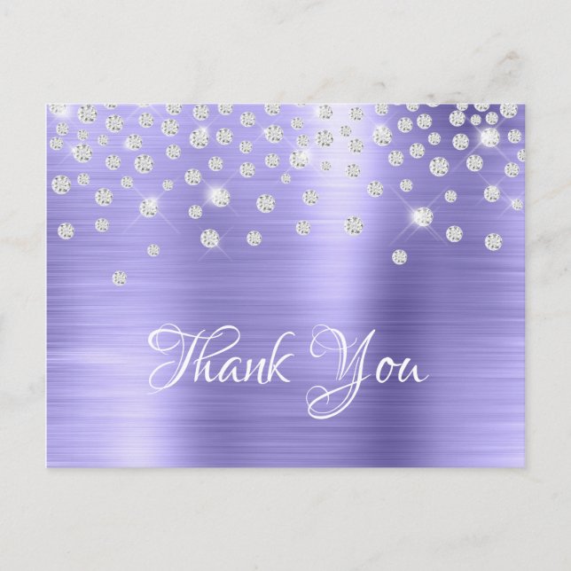 Cartão Postal Silver Diamond Confetti Periwinkle Satiny Foil (Frente)