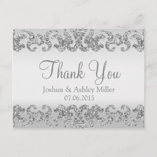 Cartão Postal Silver Glitter Olhe Obrigado