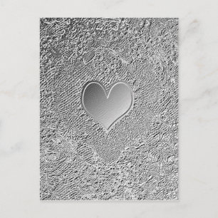 Cartão Postal Silver Metal Heart