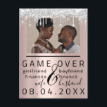 Cartão Postal Silver Rosa Funny Salve A Foto Do Casal De Data<br><div class="desc">Engraçado não convencional,  salve a data Cartão com fotos do cartão de casamento florenceK design Photo Exemplo de Pixaby.com</div>