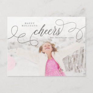 Cartão Postal Silver Script Felizes Festas Foto Personalizada Po