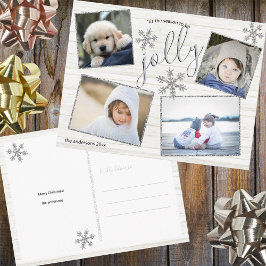 Cartão Postal Silver Snowflake 4 Foto Natal Jolly