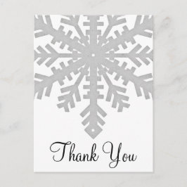 Cartão Postal Silver Snowflake Winter Obrigado Postcards