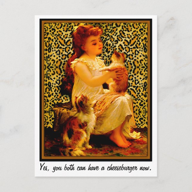 Cartão Postal Sim, vocês dois podem ter um cheeseburger agora. (Frente)