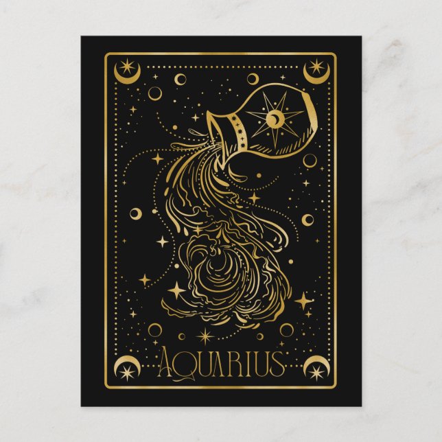 Cartão Postal Símbolo Aquarius Zodiac (Frente)