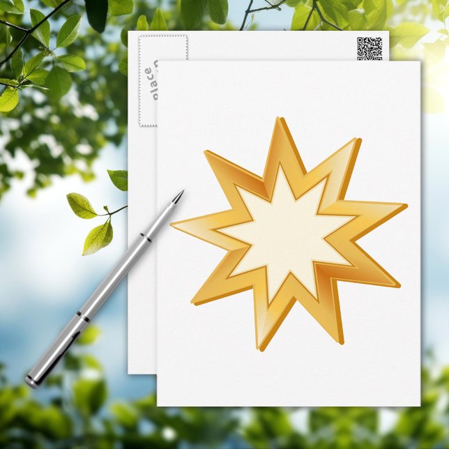 Cartão Postal Símbolo Baha'i (Nine pointed star, symbol of the Baha’i faith. Customize with your message.)