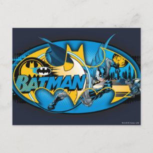 Cartão Postal Símbolo Batman   Logotipo de colagem clássico