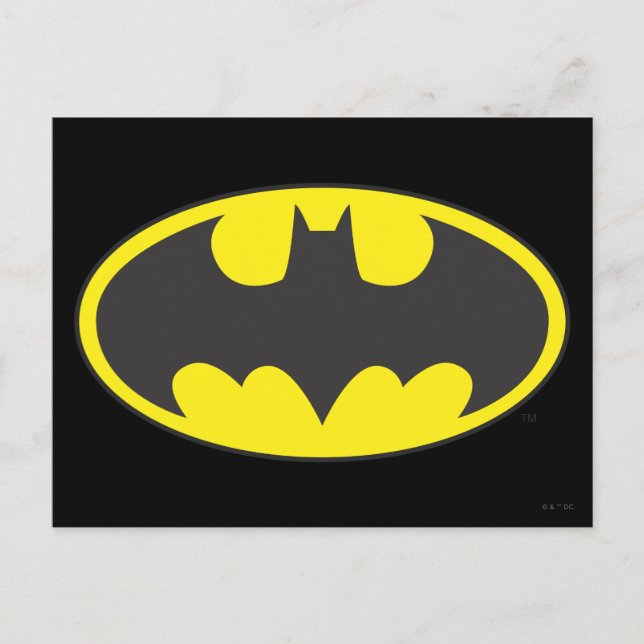 Cartão Postal Símbolo Batman | Logotipo Oval Bat (Frente)