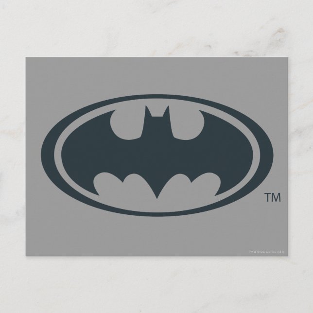Cartão Postal Símbolo Batman | Logotipo preto e branco (Frente)