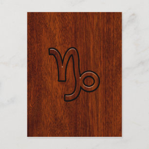 Cartão Postal Símbolo Capricórnio Zodiac no Estilo de Mahogno 