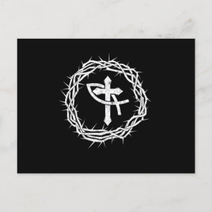 Cartão Postal Símbolo Cristianismo Cruzado Peixes Jesus Cristo D