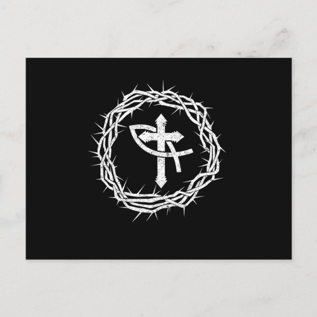 Cartão Postal Símbolo Cristianismo Cruzado Peixes Jesus Cristo D (Frente)