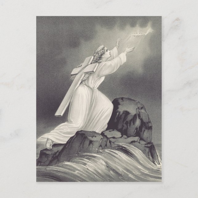 Cartão Postal Símbolo da cruz e da coroa cristã (Frente)