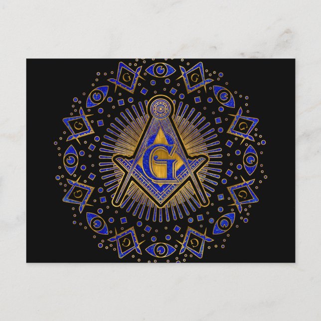 Cartão Postal símbolo da Maçonaria Esquadro e Compasso (Frente)