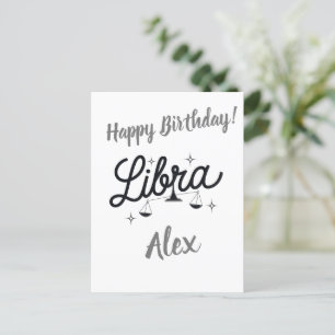 Cartão Postal Símbolo de Arte Zodiaca Personalizado por Libra
