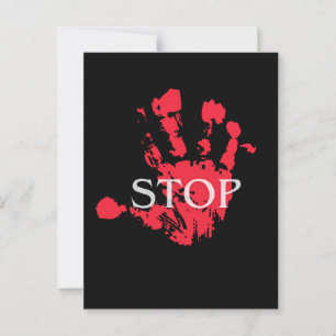 Cartão Postal Símbolo de Aviso "PARAR" do Handprint Vermelho Neg