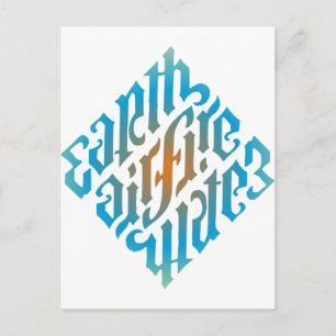 Cartão Postal Símbolo de Elementos Iluminados Azul