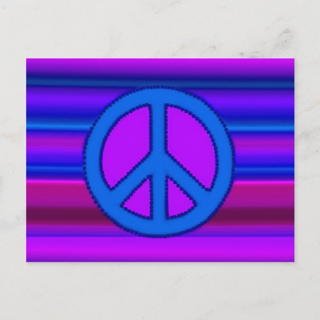 Cartão Postal Símbolo de Fractal e Paz Roxo Azul (Frente)