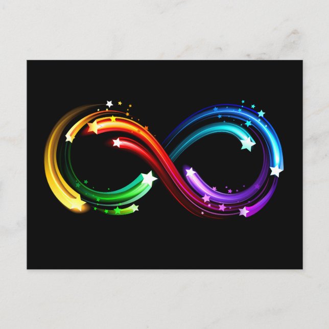 Cartão Postal Símbolo de infinito de cometas arco-íris (Frente)
