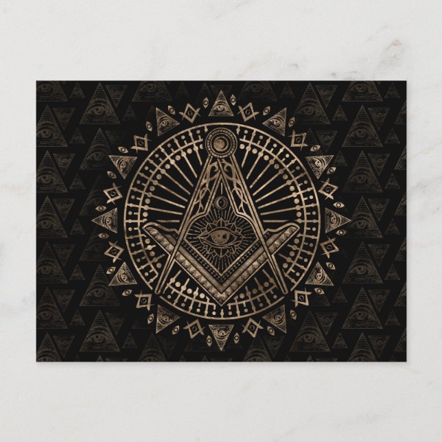 Cartão Postal Símbolo de maçonaria Praça e Bússolas (Frente)