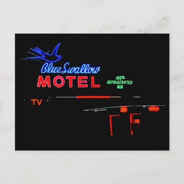 Cartão Postal Símbolo de Motel Blue Swallow, Tucumcari, Novo Méx (Frente)