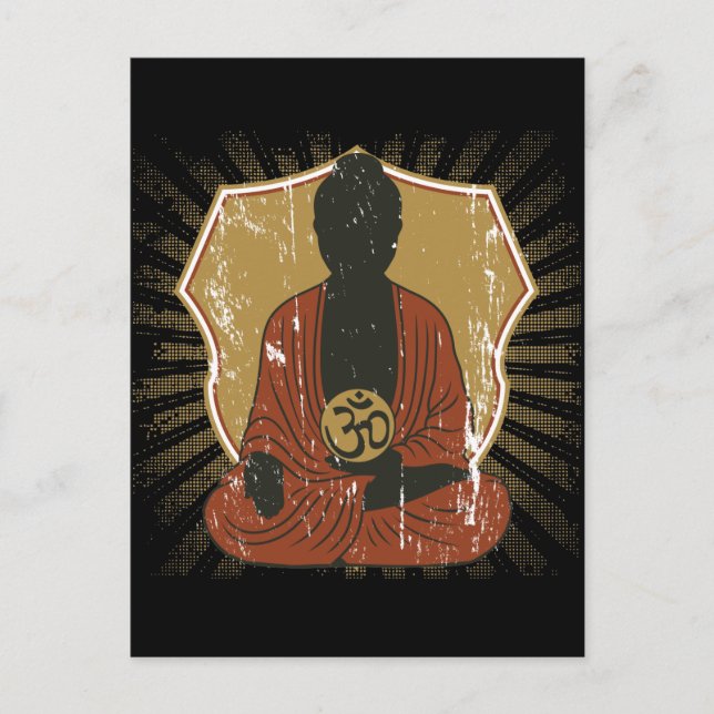 Cartão Postal Símbolo de Om Meditativo Buddha (Frente)