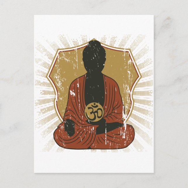 Cartão Postal Símbolo de Om Meditativo Buddha (Frente)