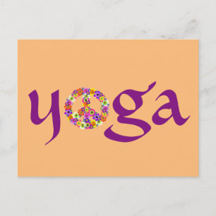 Cartão Postal Símbolo de Paz de Yoga Floral