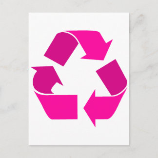 Cartão Postal símbolo de reciclar rosa