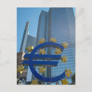 Cartão Postal Símbolo do euro no Banco Central Europeu em Frank