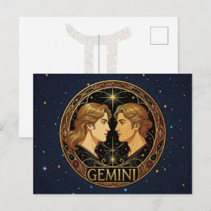Cartão Postal Símbolo do Zodíaco Gêmeos Gêmeos Para Homens