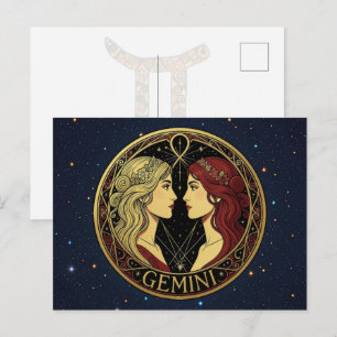 Cartão Postal Símbolo do Zodíaco Gêmeos Gêmeos Para Mulheres