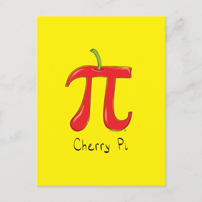Cartão Postal Símbolo Engraçado Math Cherry Pi (Frente)