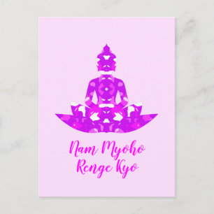 Cartão Postal Símbolo Espiritual Rosa e Branco Lotus Yoga
