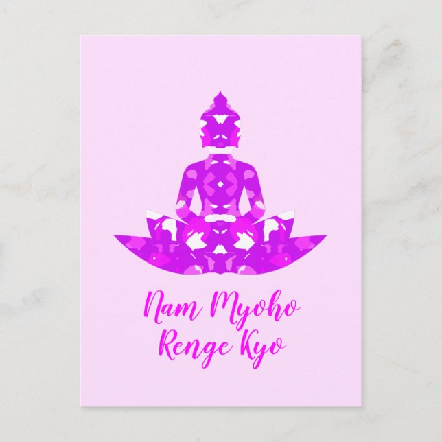 Cartão Postal Símbolo Espiritual Rosa e Branco Lotus Yoga (Frente)