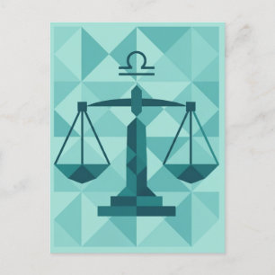 Cartão Postal Símbolo Libra Zodiac